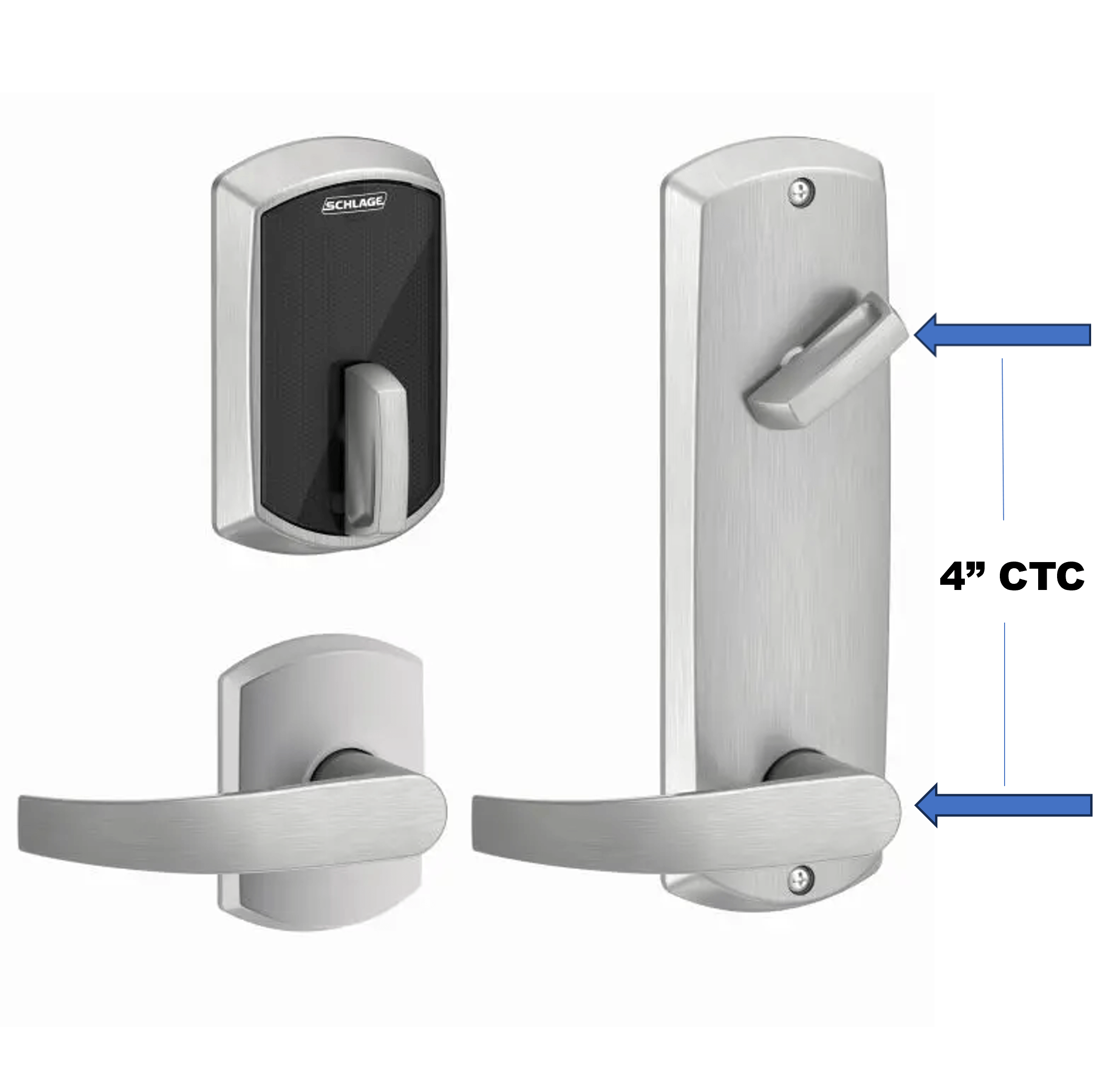 Schlage Control Interconnected Lock Satin Chrome FE410 GRW 626 4" CTC Neptune Lever - Image 2