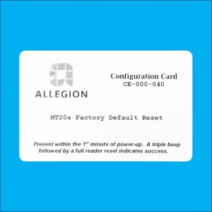 Allegion MT20x Configuration Card CE-000-040 Factory Default Reset MT20W